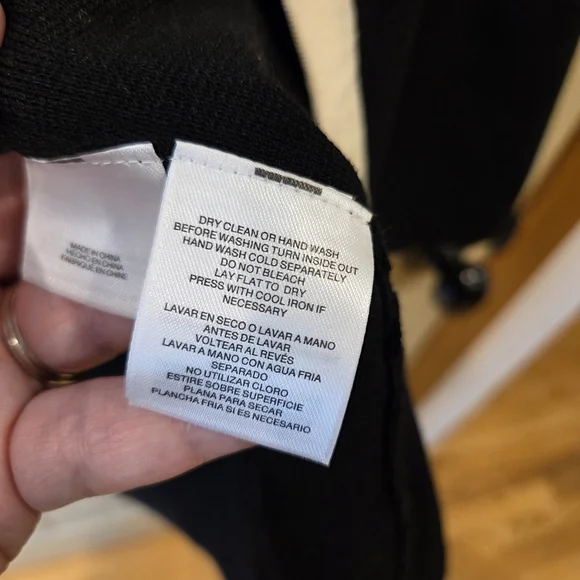 Anne KleinTipped Patch-Pocket Cardigan Women's Medium Black Open Front - Picture 9 of 15